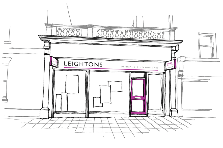 Drawing of our Swindon store with a ‘Leightons’ sign.
