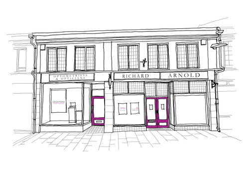 Line drawing of a building facade with 'Richard Arnold' branding