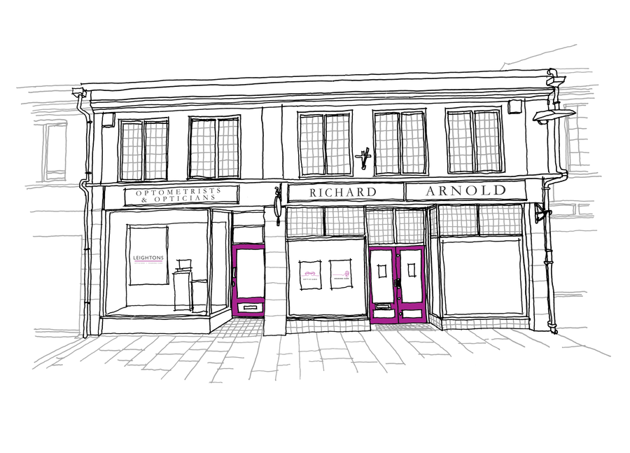 Line drawing of a building facade with 'Richard Arnold' branding